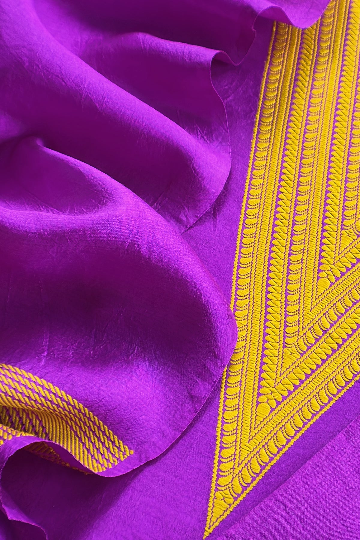 Purple Handloom Zari Weaving Silk Suit With Kora Dupatta