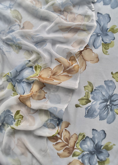 Blue Chinnon Suit Chiffon Dupatta