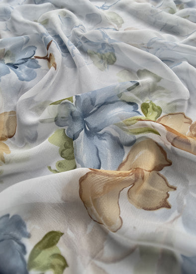 Blue Chinnon Suit Chiffon Dupatta
