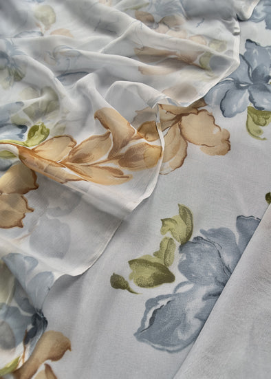 Blue Chinnon Suit Chiffon Dupatta