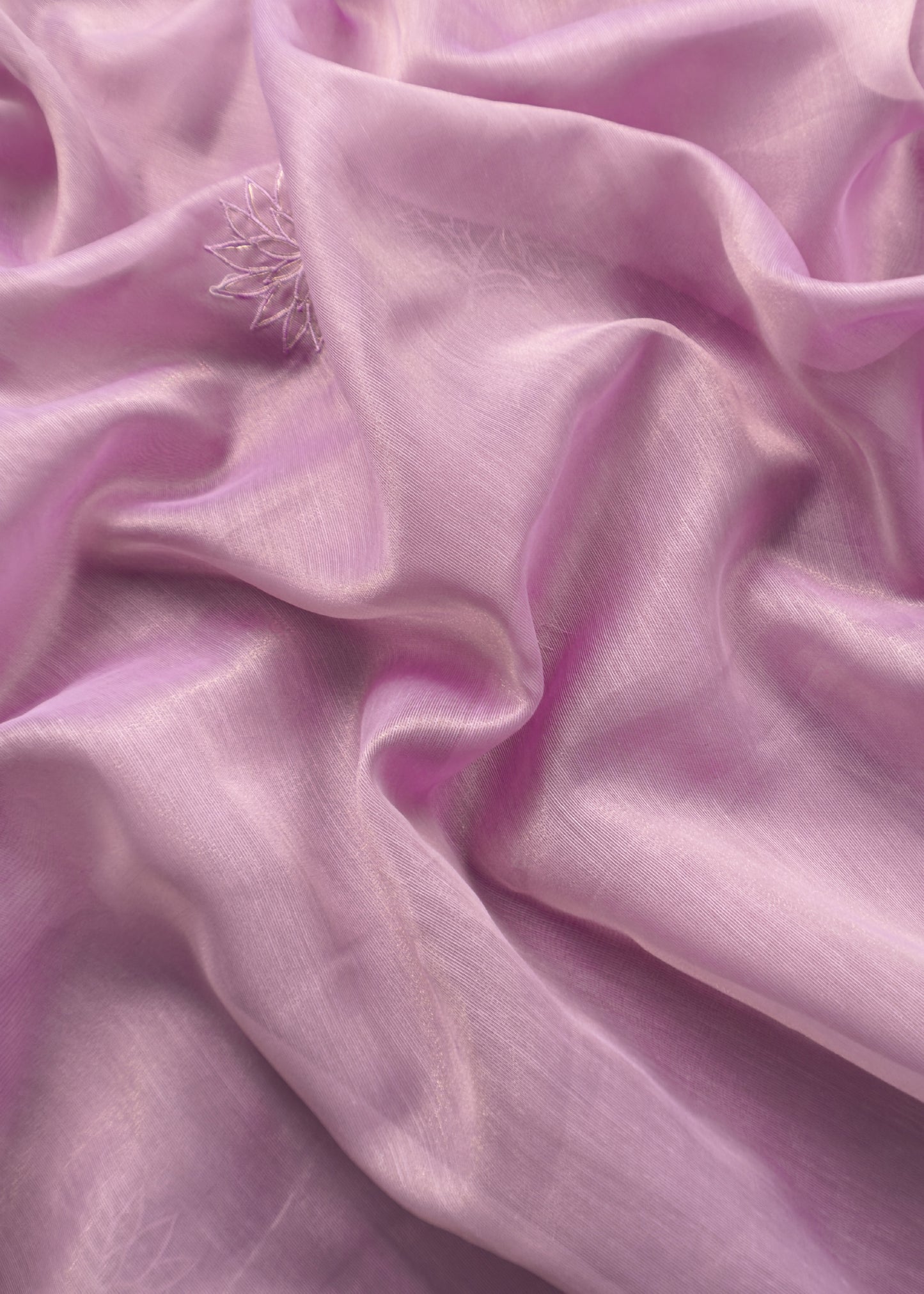 Pastel Purple Unstitched Suit with Applique Work In Linen Tissue