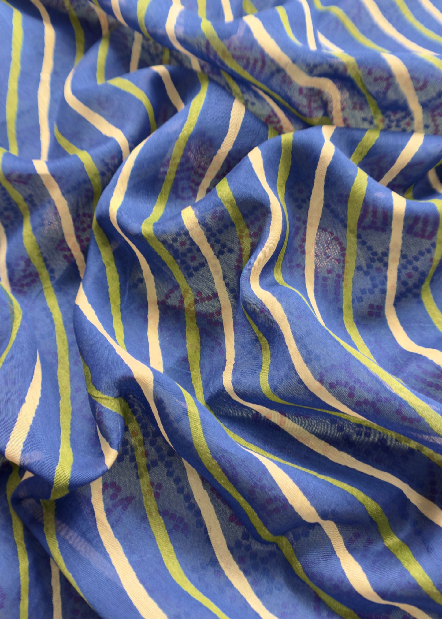Mint And Blue Pure Maheshwari Silk Patola Kurta And Leheriya Dupatta With Banarasi Bootis
