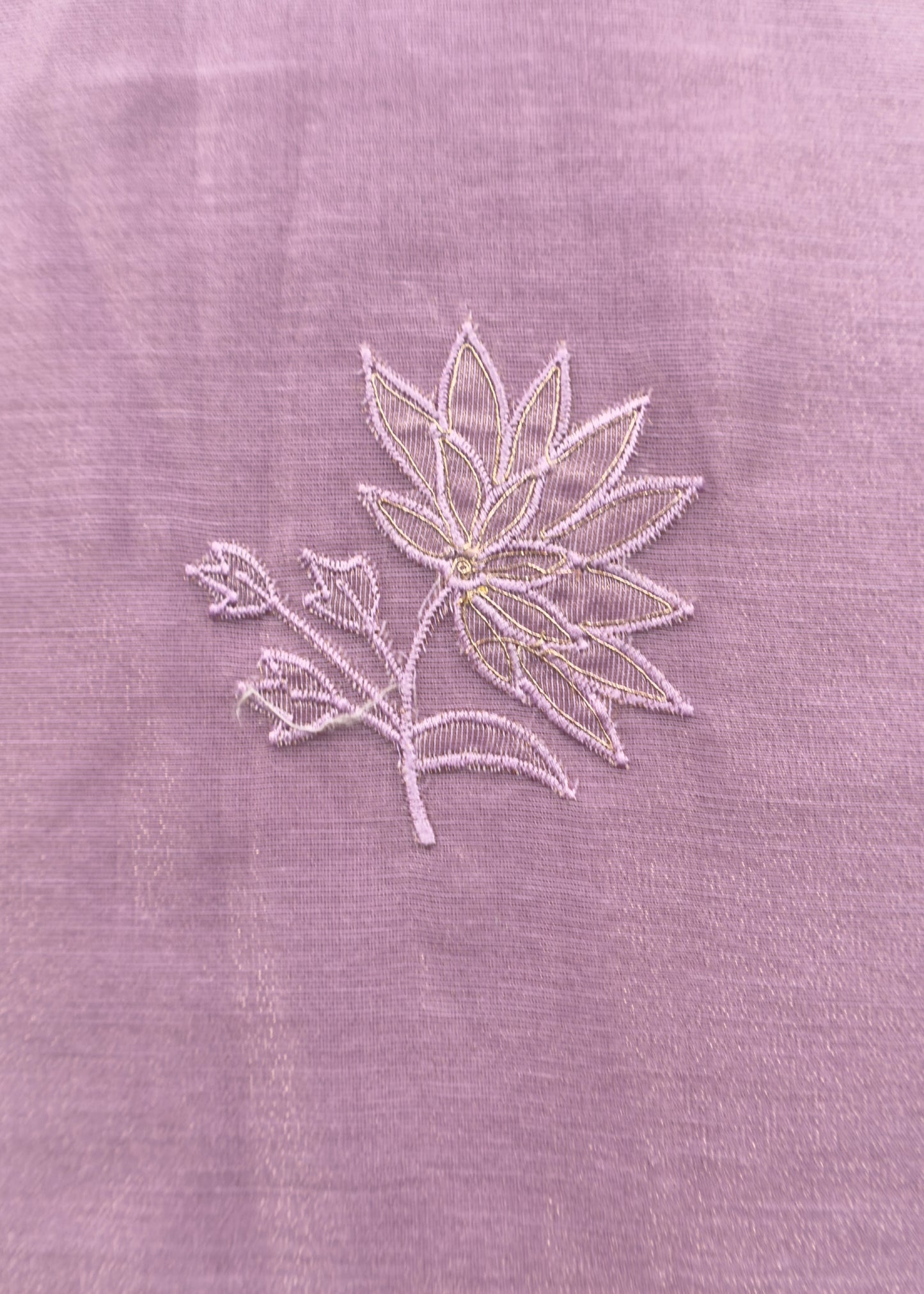 Pastel Purple Unstitched Suit with Applique Work In Linen Tissue