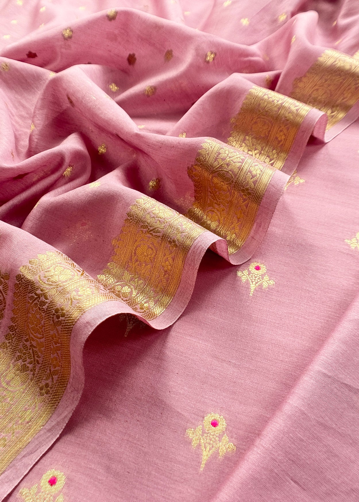 Mauve Pink Handloom Banarasi Chanderi Silk Suit With Zari Weavnig
