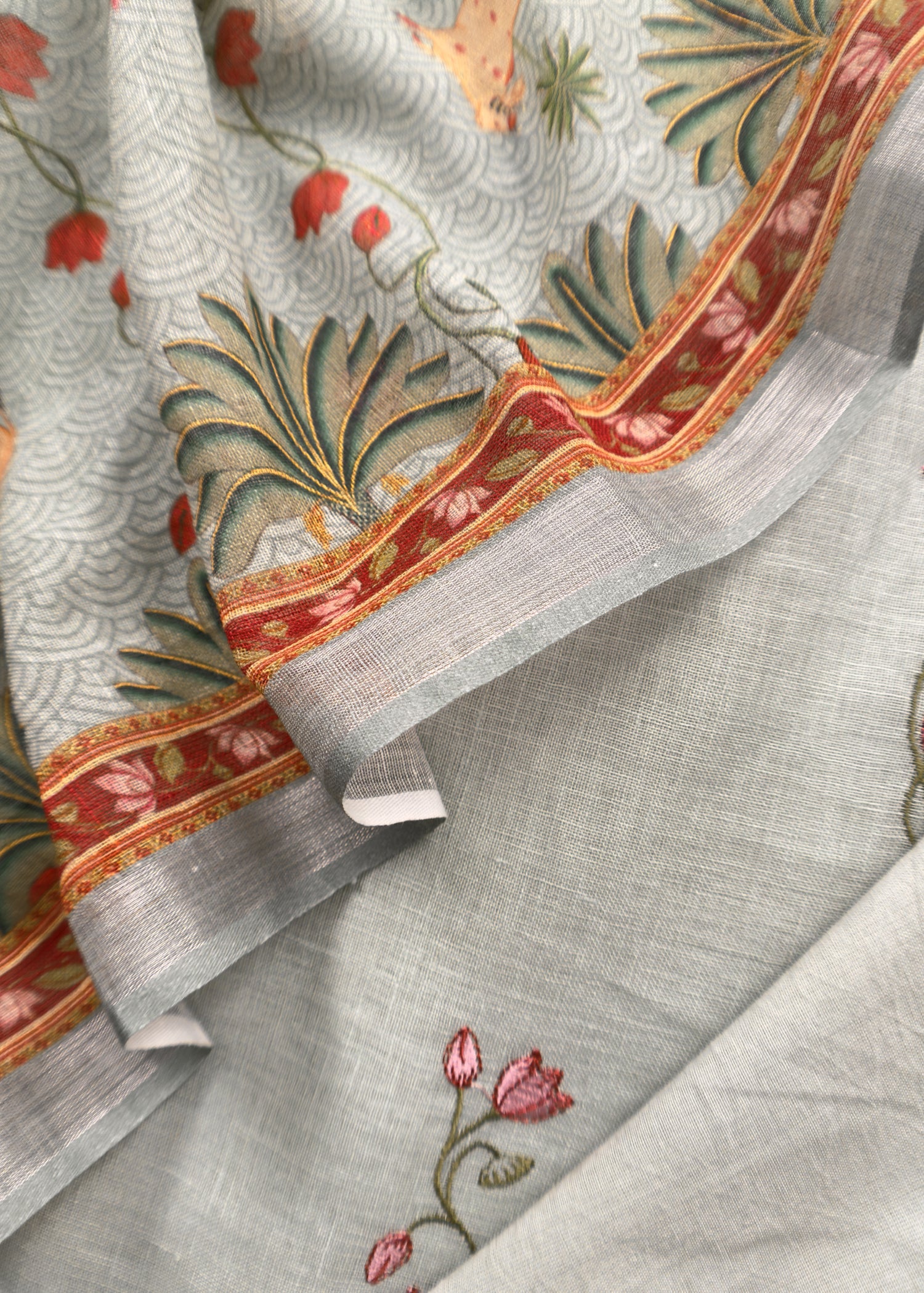 linen unstitched suit for gifting woman