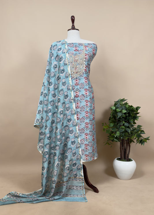 Summer wear Suit Pure Chanderi Fabric