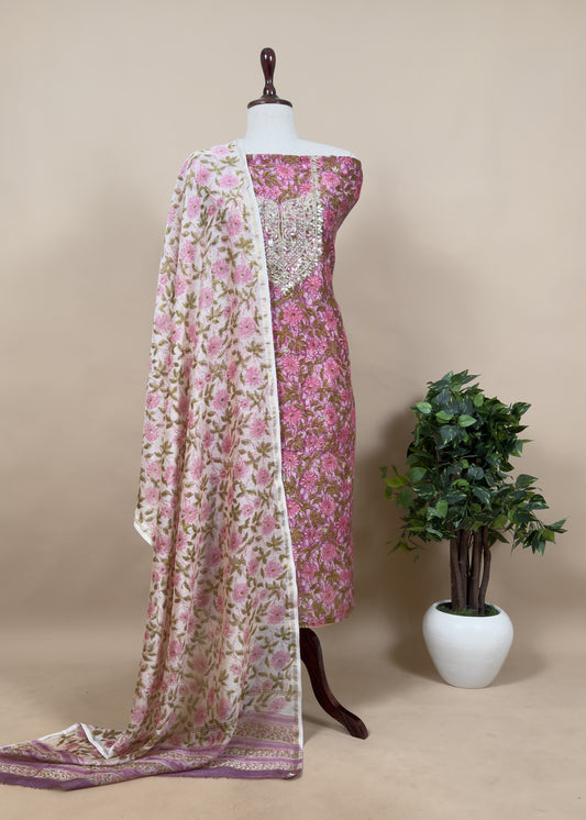 Summer wear Suit Pure Chanderi Fabric