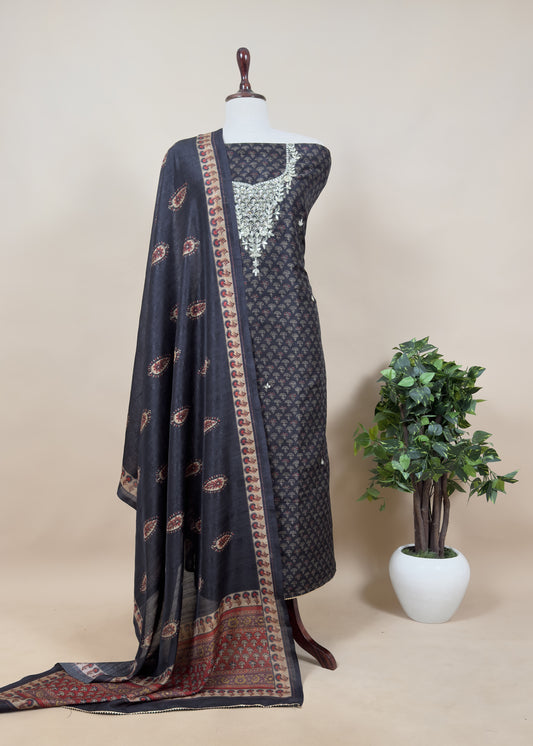unstitched tussar suit with dupatta