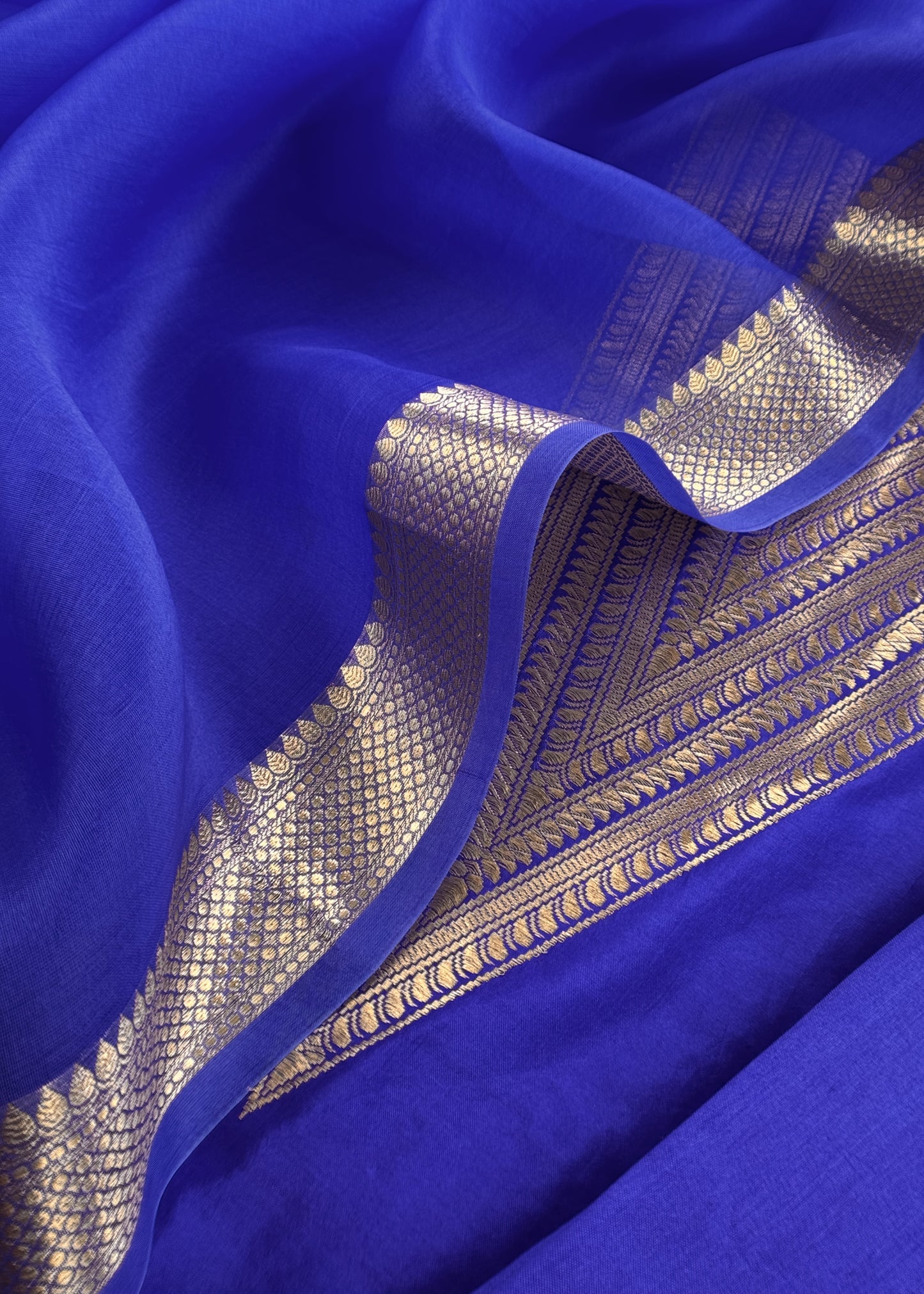 Blue Handloom Silk Suit With Zari Weaving