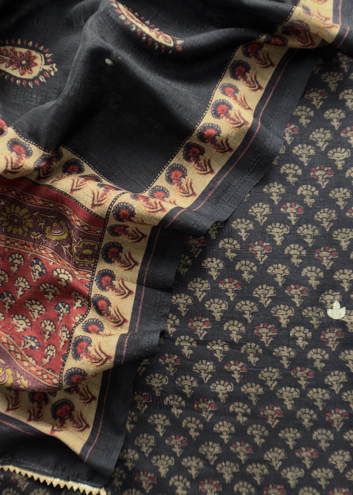Buy unstitched ajrakh tussar suit