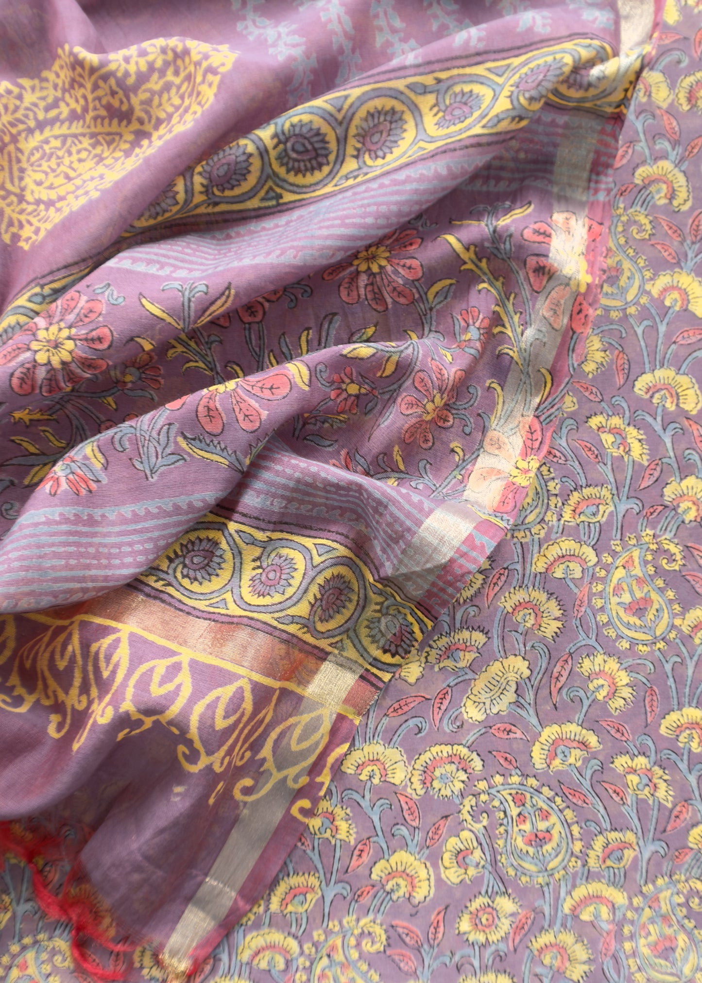 Chanderi handloom suit fabric in ajrakh print