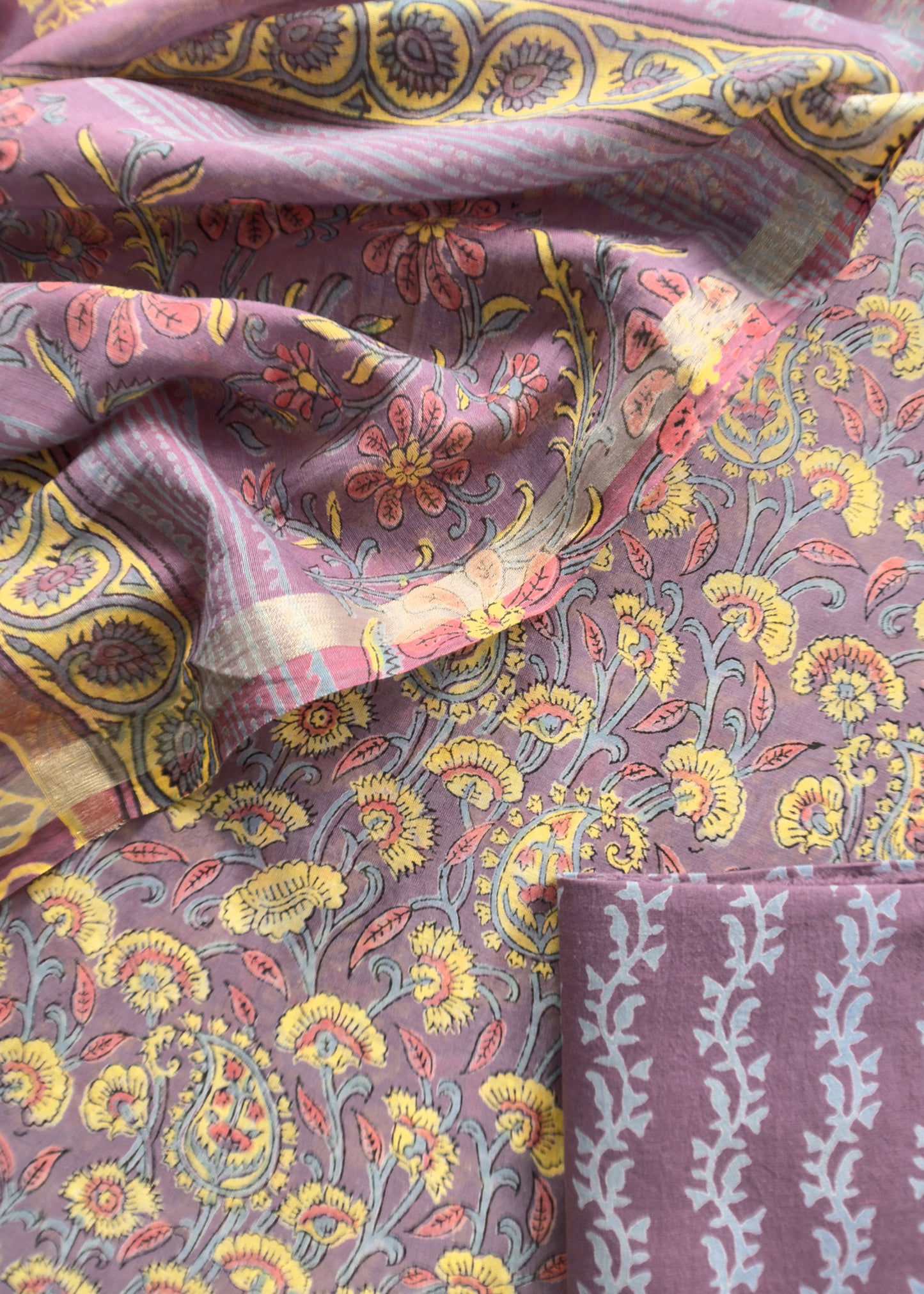 Buy Unstitched Ajrakh Chanderi Silk Suits