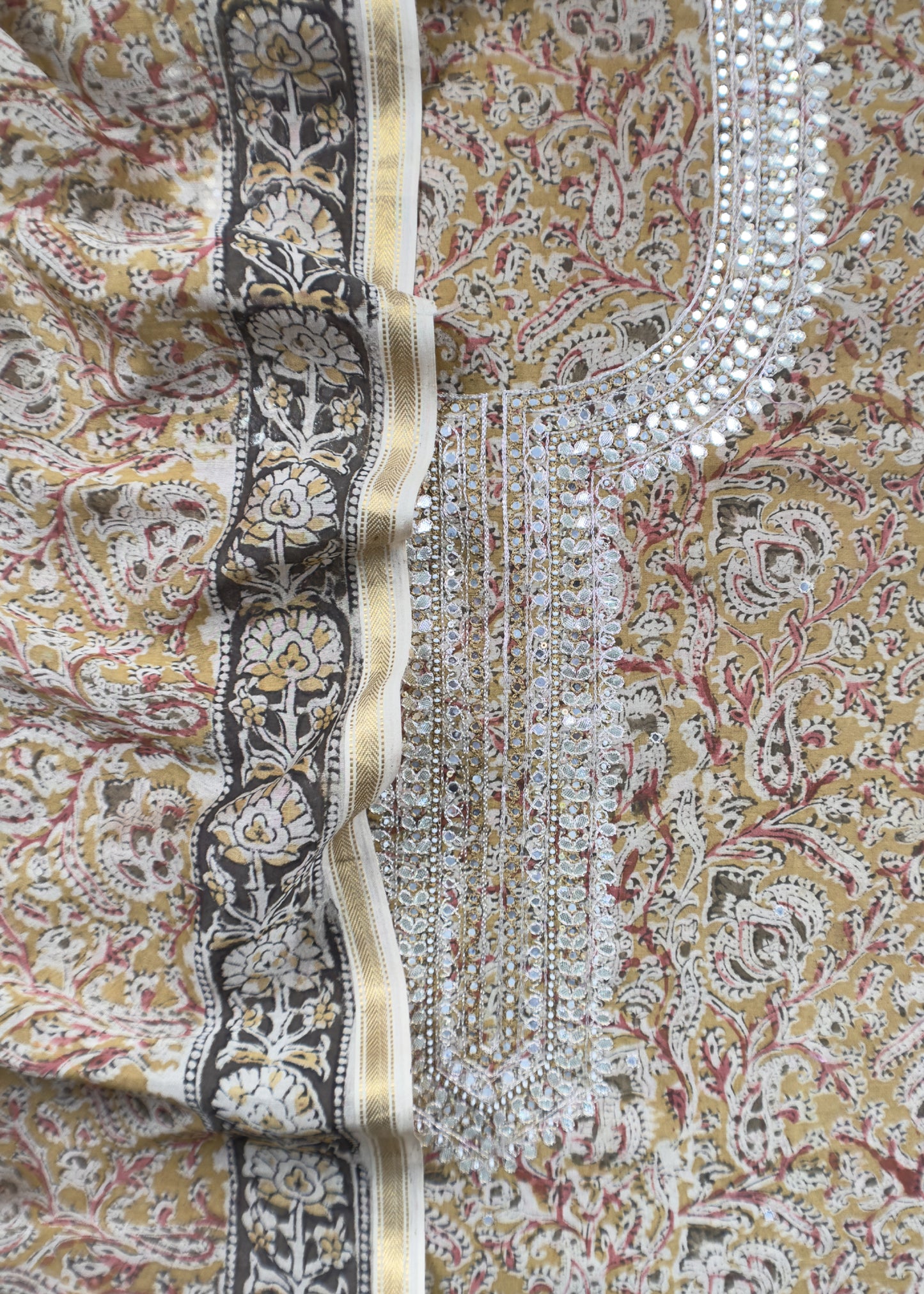 Buy Unstitched Ajrakh Chanderi Silk Suits