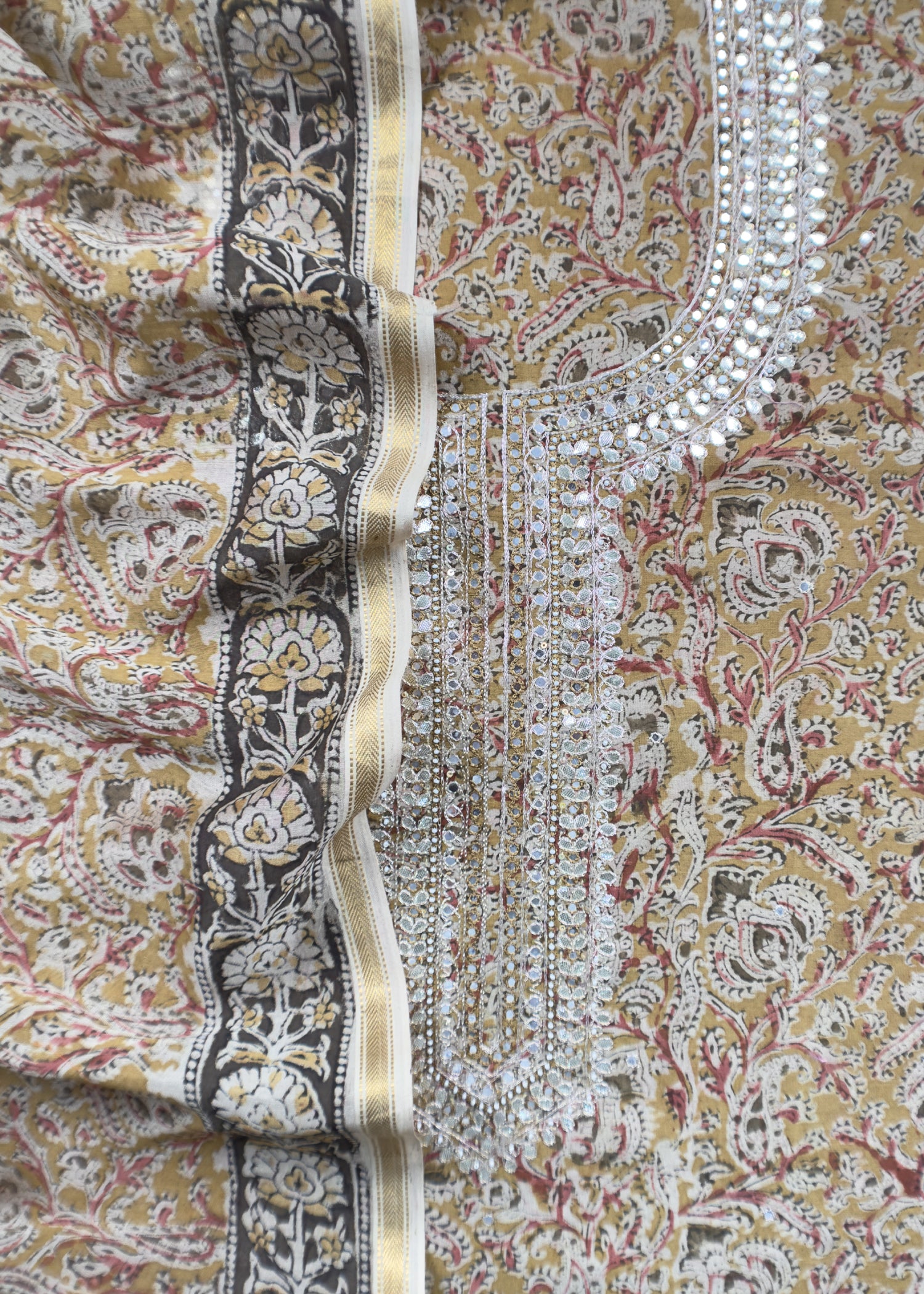 Buy Unstitched Ajrakh Chanderi Silk Suits
