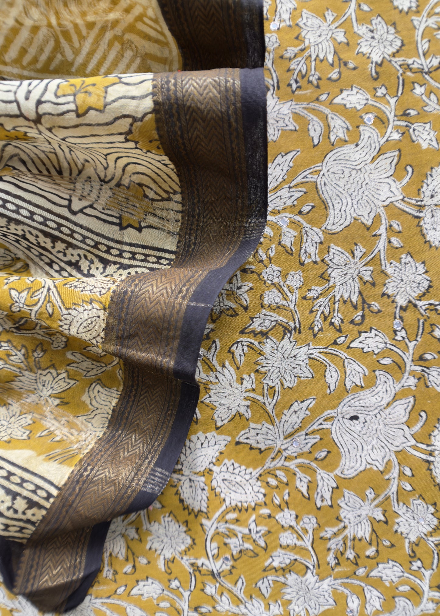 Chanderi handloom suit fabric in ajrakh print
