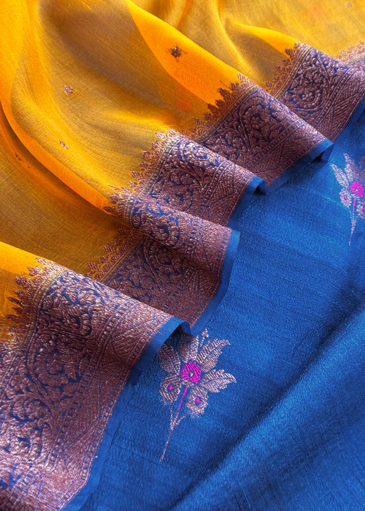 Indian ethnic wear raw silk suit with kora silk dupatta