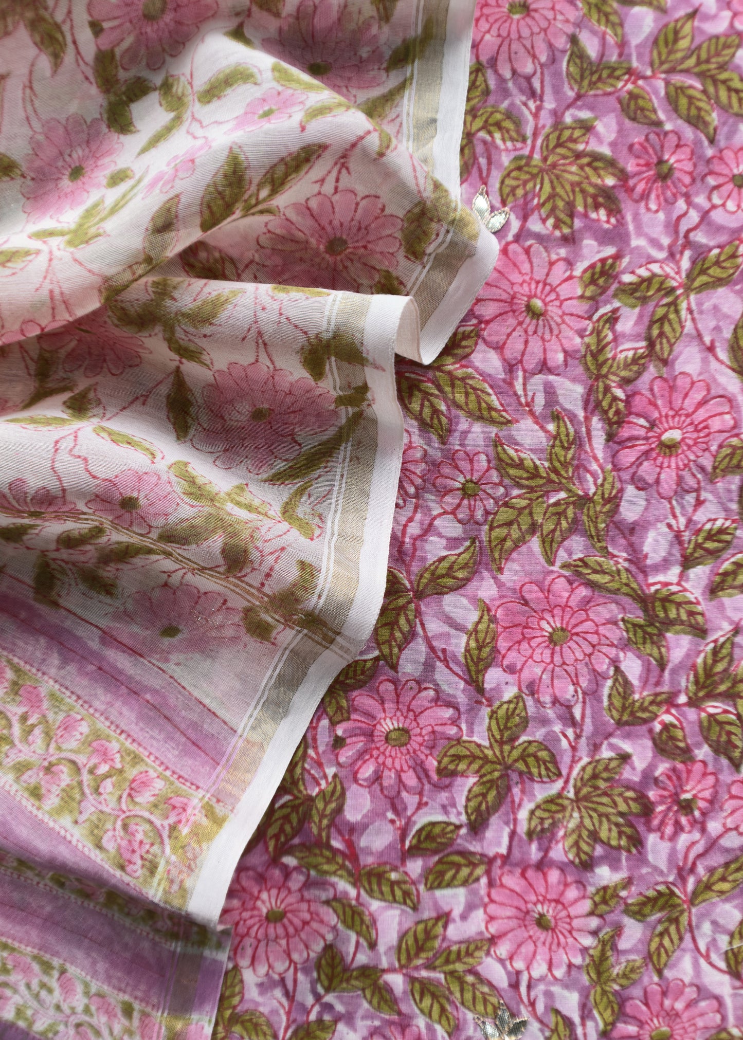 Chanderi handloom suit fabric in ajrakh print