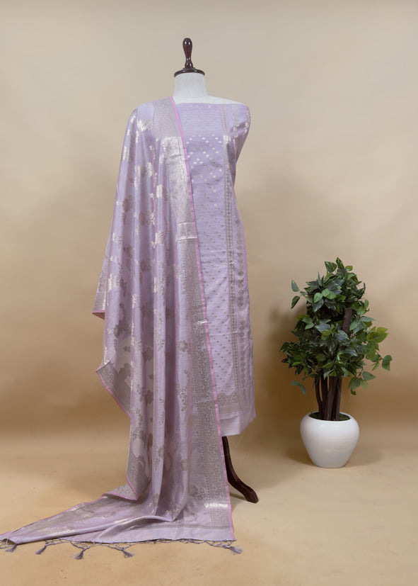 Pink Banarasi Chanderi Silk Suit in Zari Work