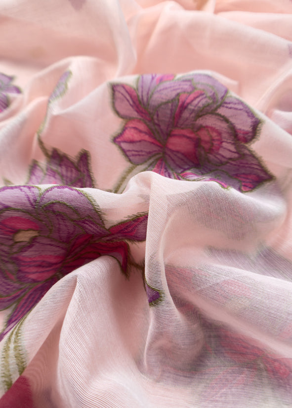 Floral Paradise Jute Linen Suit fabric with shaded Jamdani weaving
