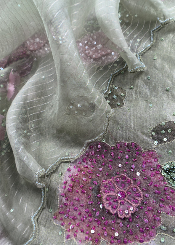 Crushed Tissue Silk Unstitched Suit