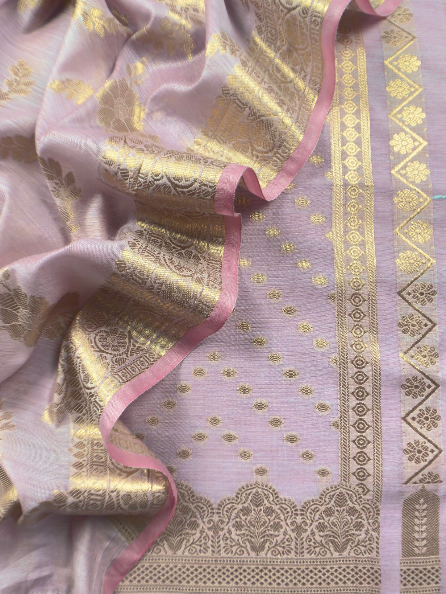Pastel Purple Banarasi Chanderi Silk Suit In Zari Work