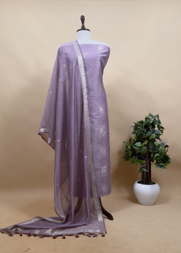 Mint Green Summer floral Unstitched Suit in Chanderi Blend fabric