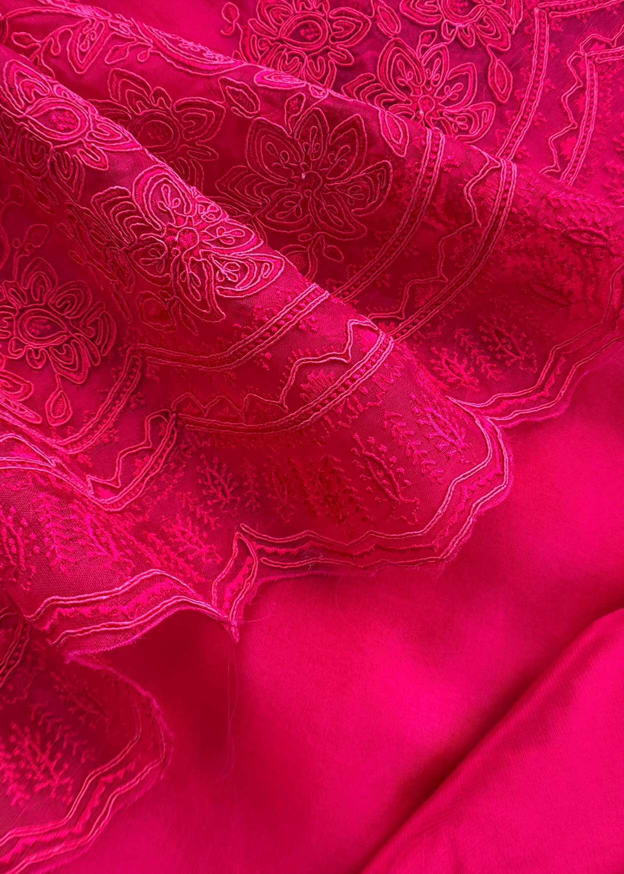 Pink Pure Kora Silk Suit With French Thread Embroidery