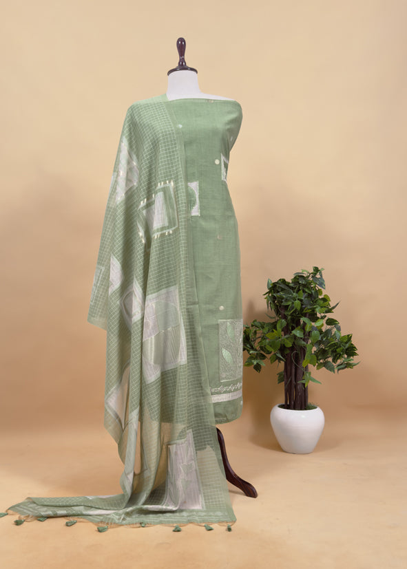 Yellow Chanderi Kurta With Appliqué Work And Dupatta With Jamdani Weaving