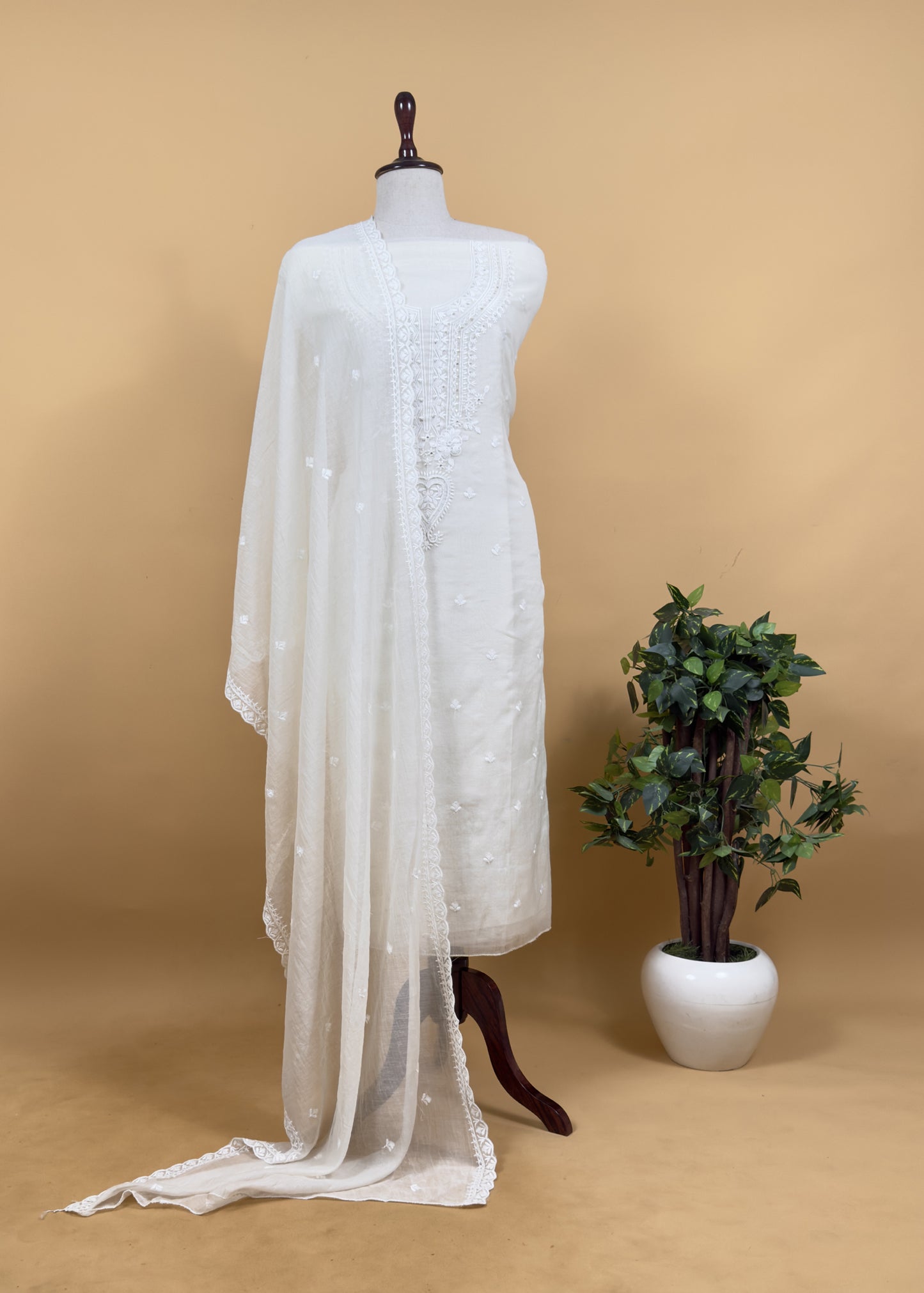 Purple Mul Cotton Suit In Lakhnavi Chikankari Embroidery