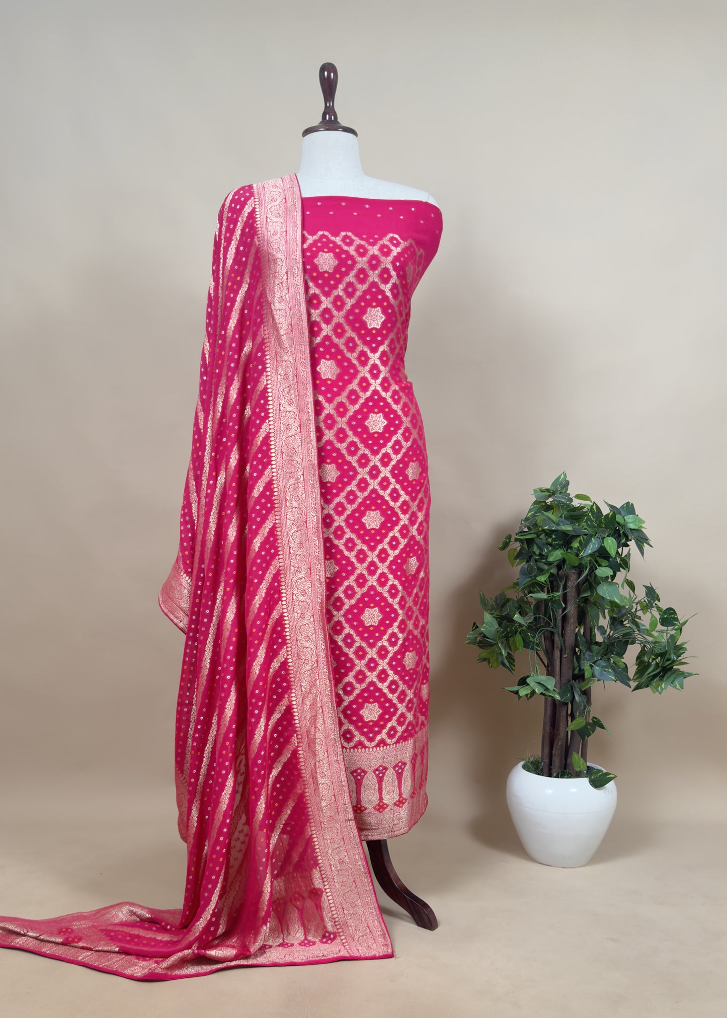 Banarasi Khaddi Georgette Suit for bridal trousseau