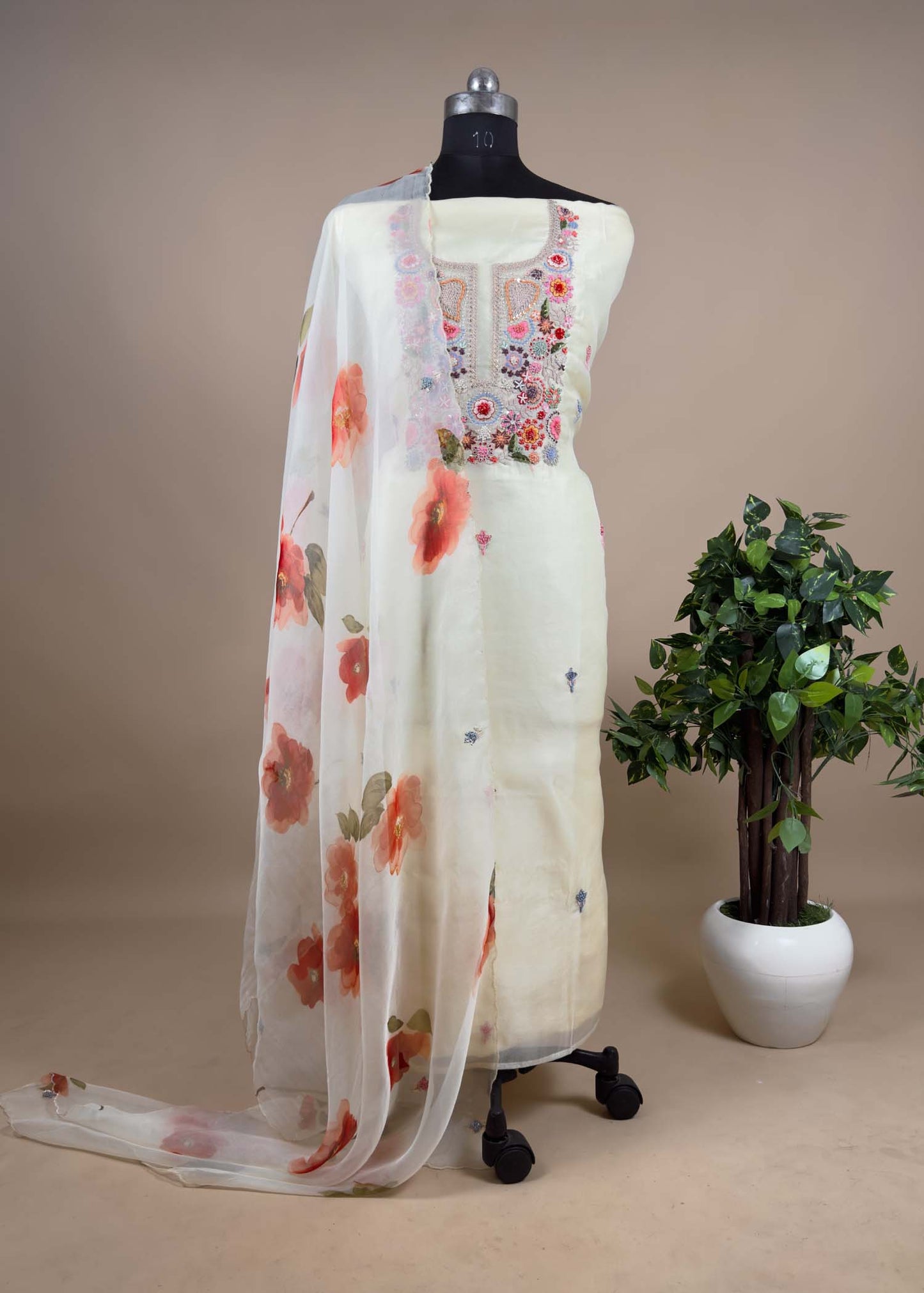 wedding wear embroidered organza suit