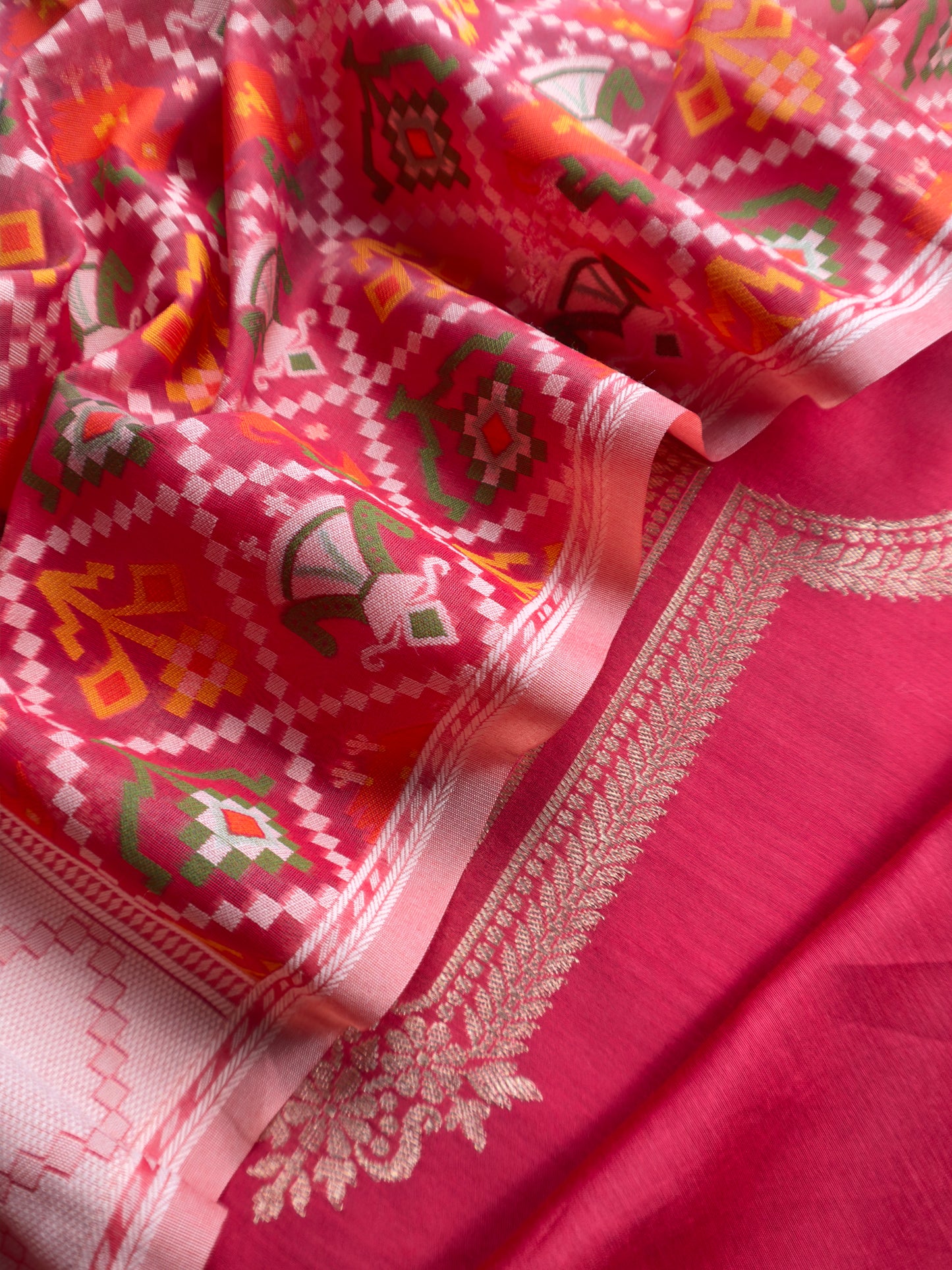 Classy Red Pure Banarasi Silk Kurta And Woven Patola Dupatta
