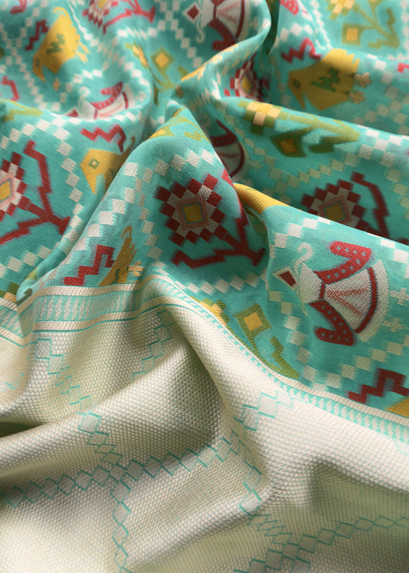 Sea Green Pure Banarasi Silk Kurta And Woven Patola Dupatta