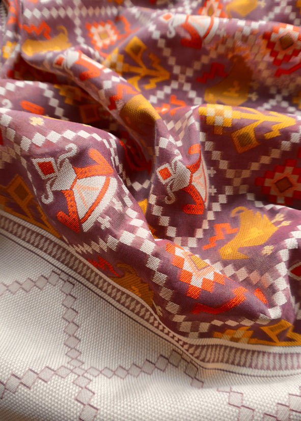 Wine Pure Banarasi Silk Kurta And Woven Patola Dupatta