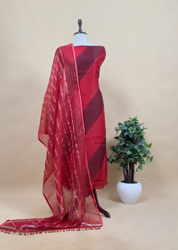 Modern Elegance 2025 Handloom Organza Silk Suit Fabric with Gold embellishments