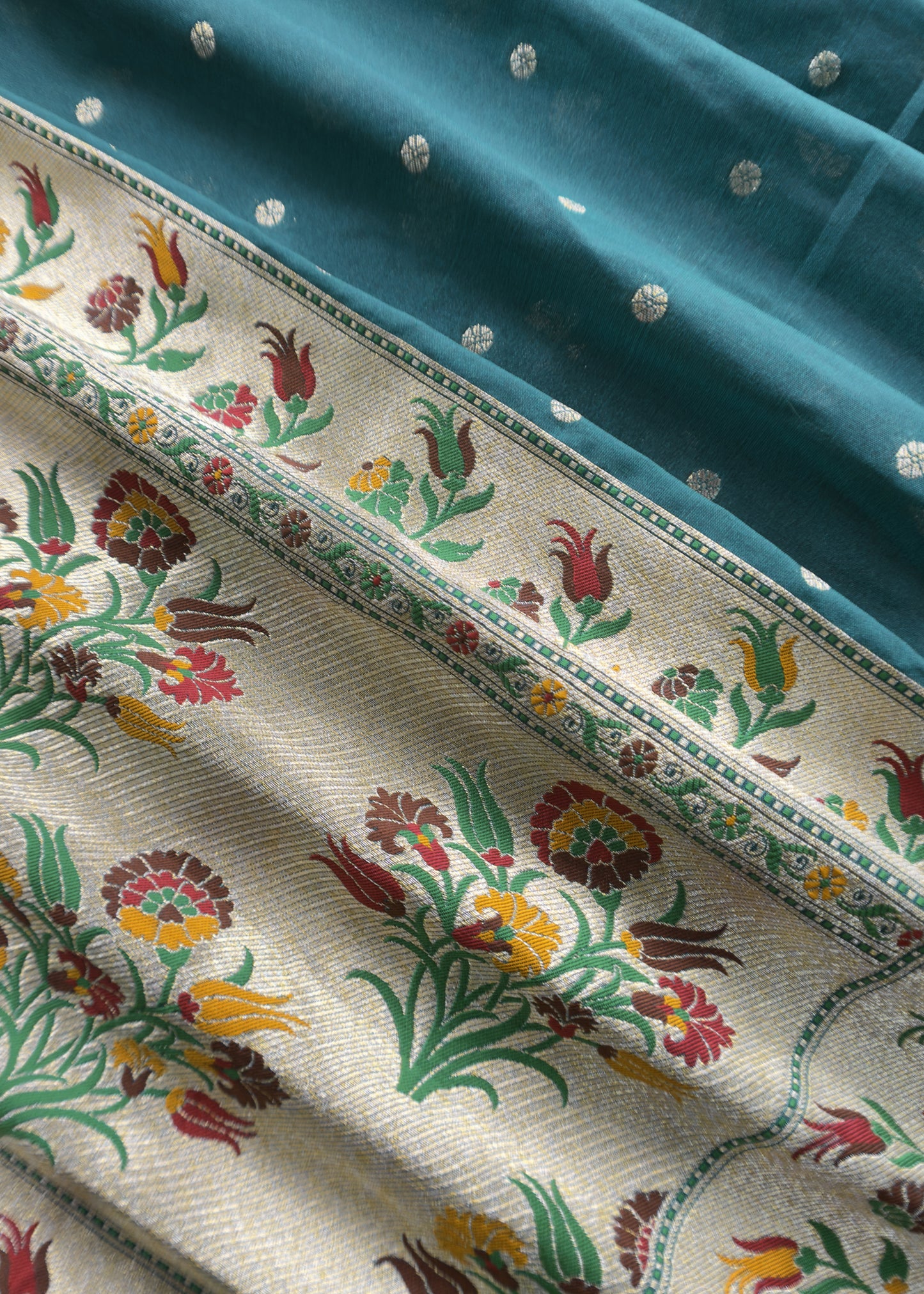 Handloom Phool-Patti Weaving Suit In Katan Silk
