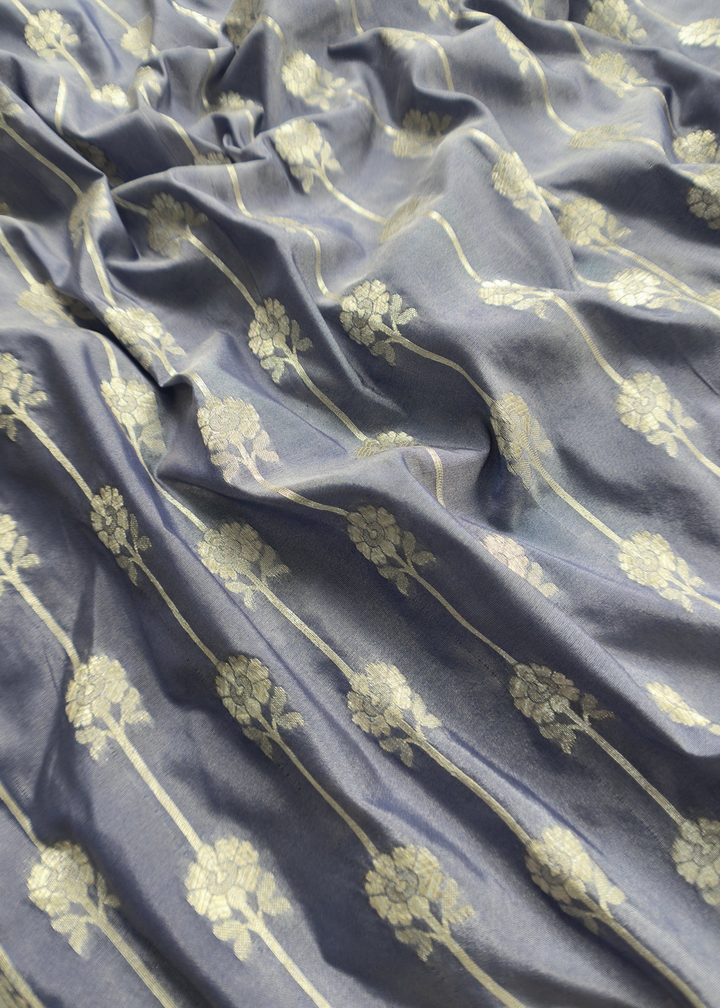 Blue Katan Silk Suit with Zari Weaving