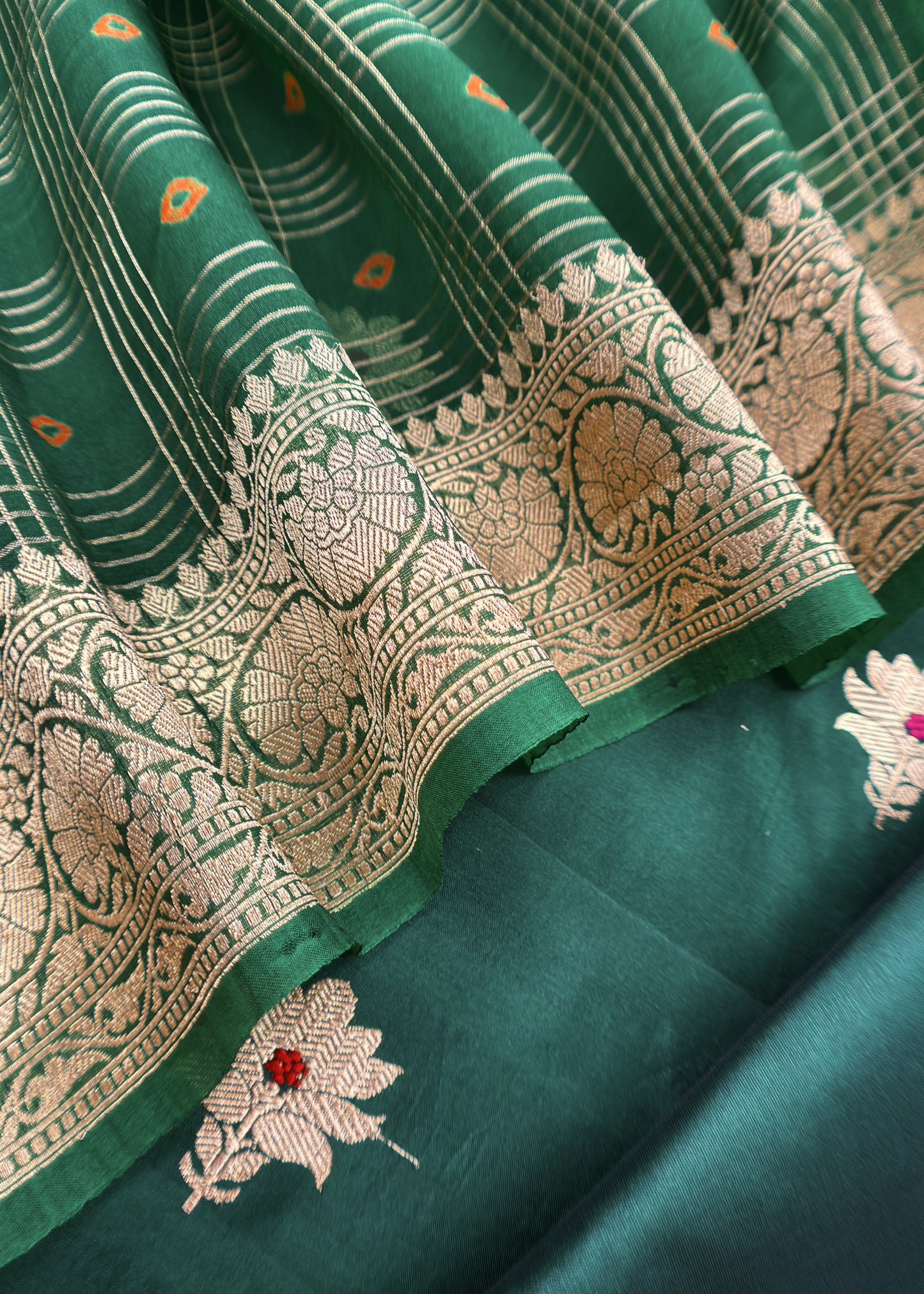 Green Handloom Silk Suit With Meenakari Dupatta