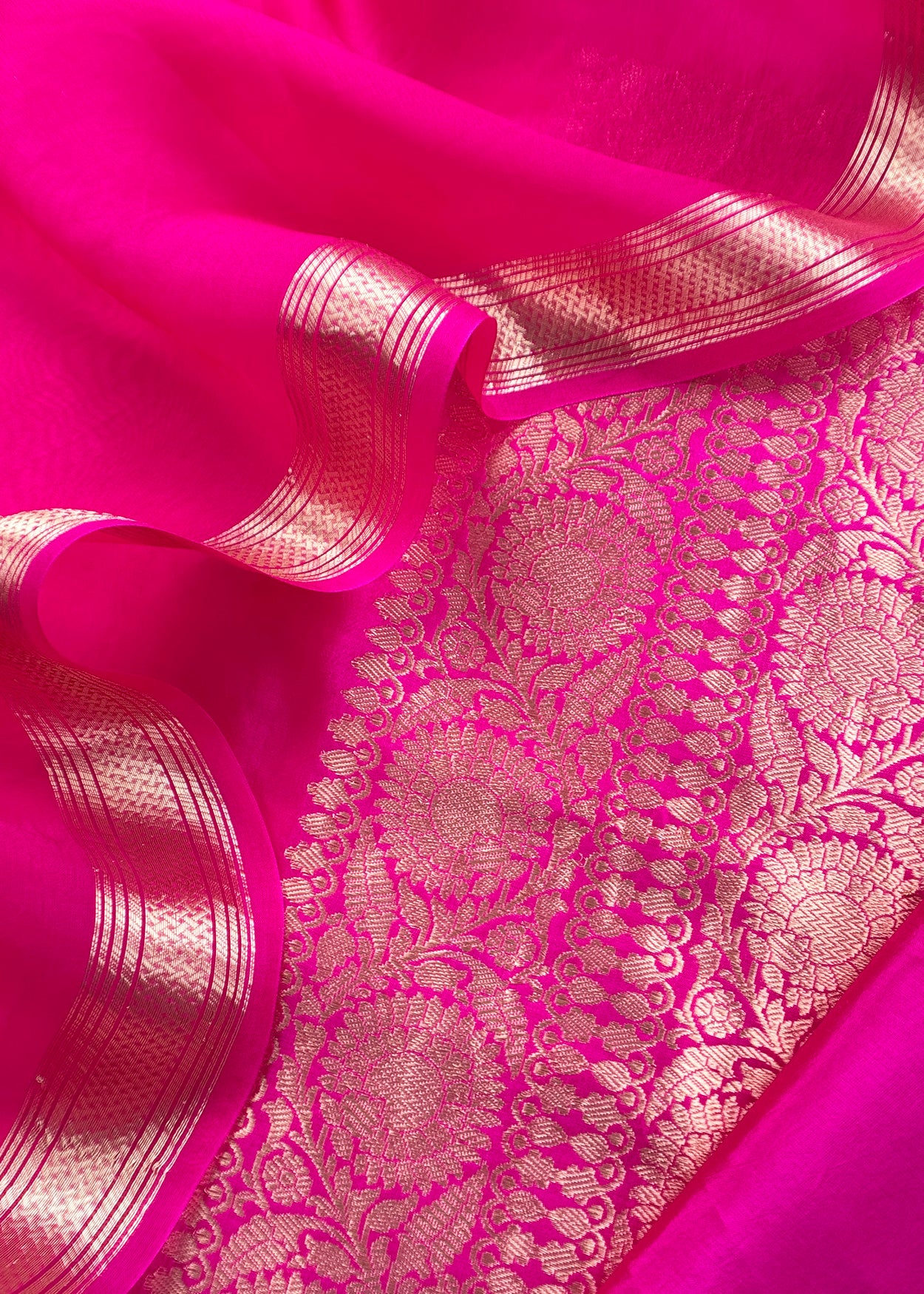 Pink Handloom Varanasi Silk Kurta And Kora Silk Dupatta With Kadwa Weaving