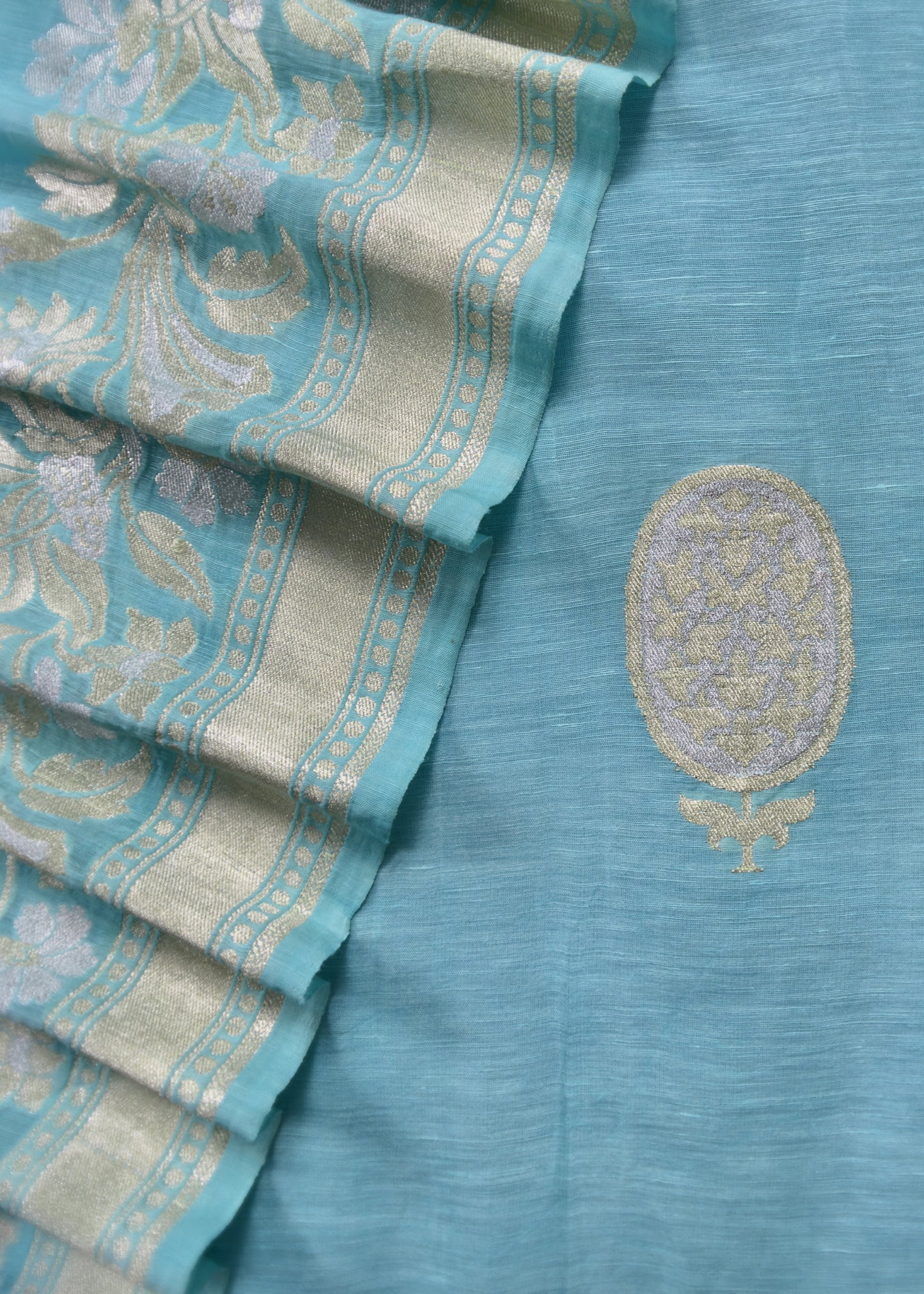 linen unstitched suit with kadwa weaves