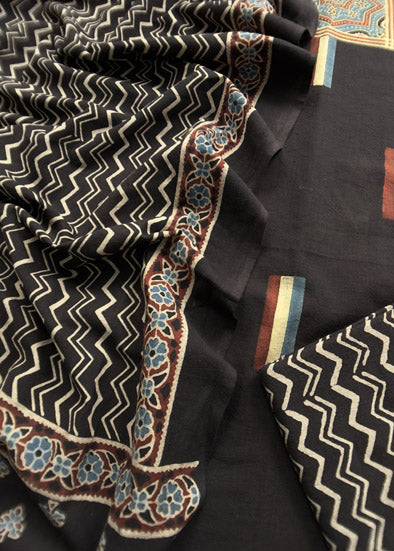 Ajrakh Suit In Maheshwari Silk