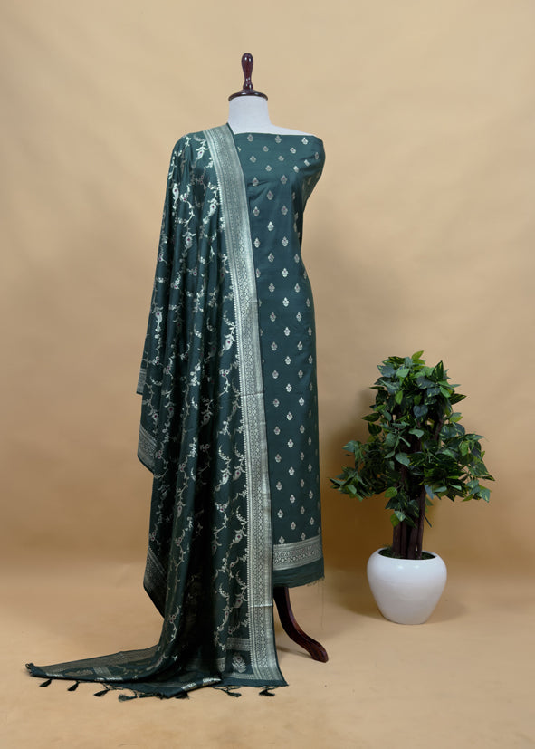 Banarasi Suit In Mulberry Silk With Jacuard Weaving