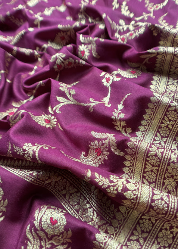 Banarasi Suit In Mulberry Silk With Jacuard Weaving