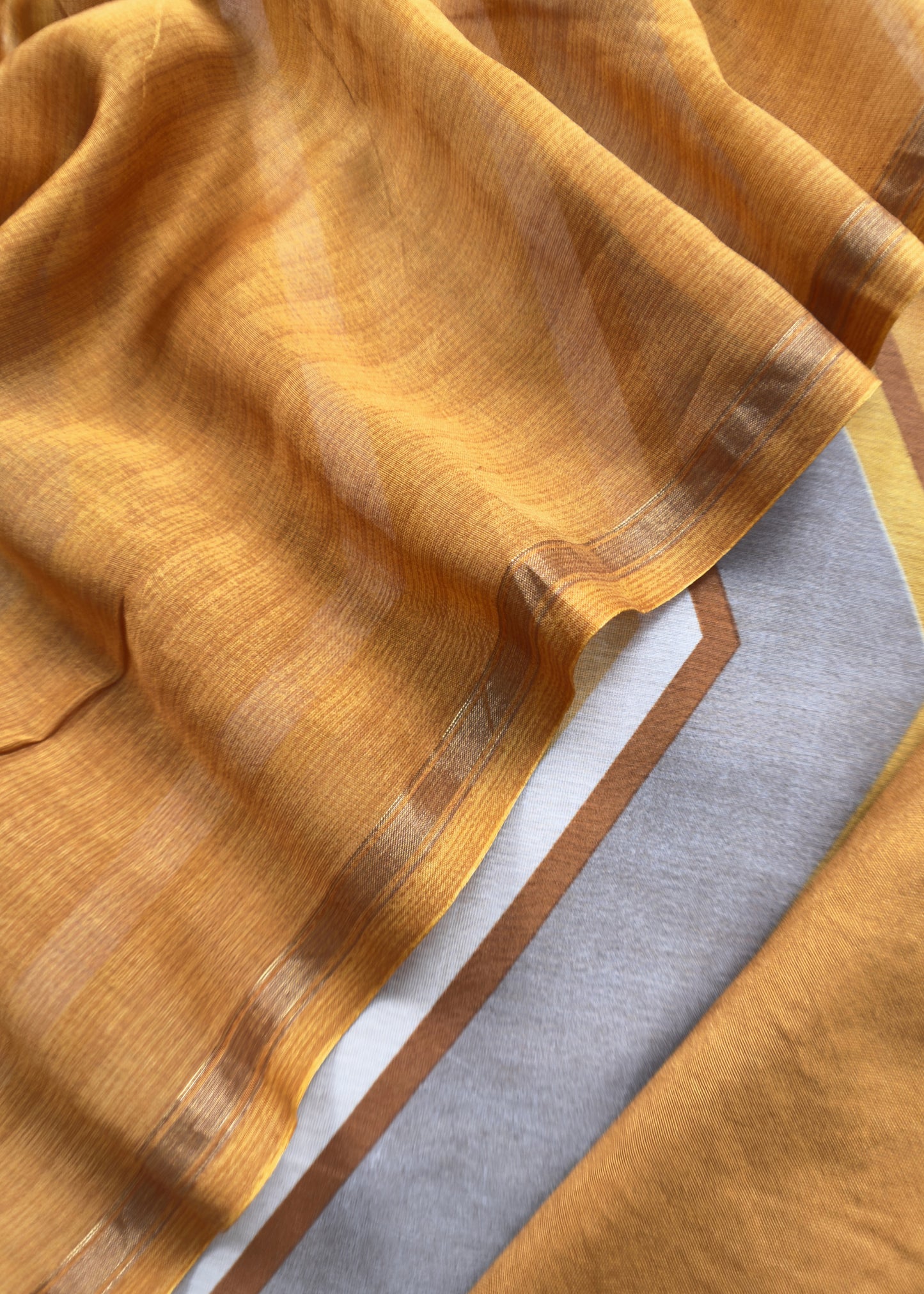 Mustard Yellow Lehariya Print Maheshwari Silk Unstitched Suit
