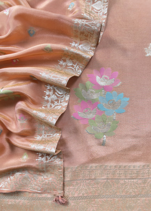 Pure Handwoven Tissue Suit Silk With Meenakari Weaving