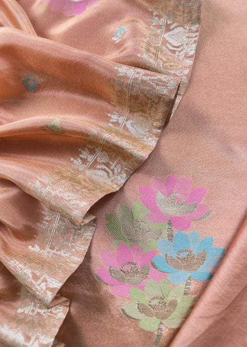 Pure Handwoven Tissue Suit Silk With Meenakari Weaving