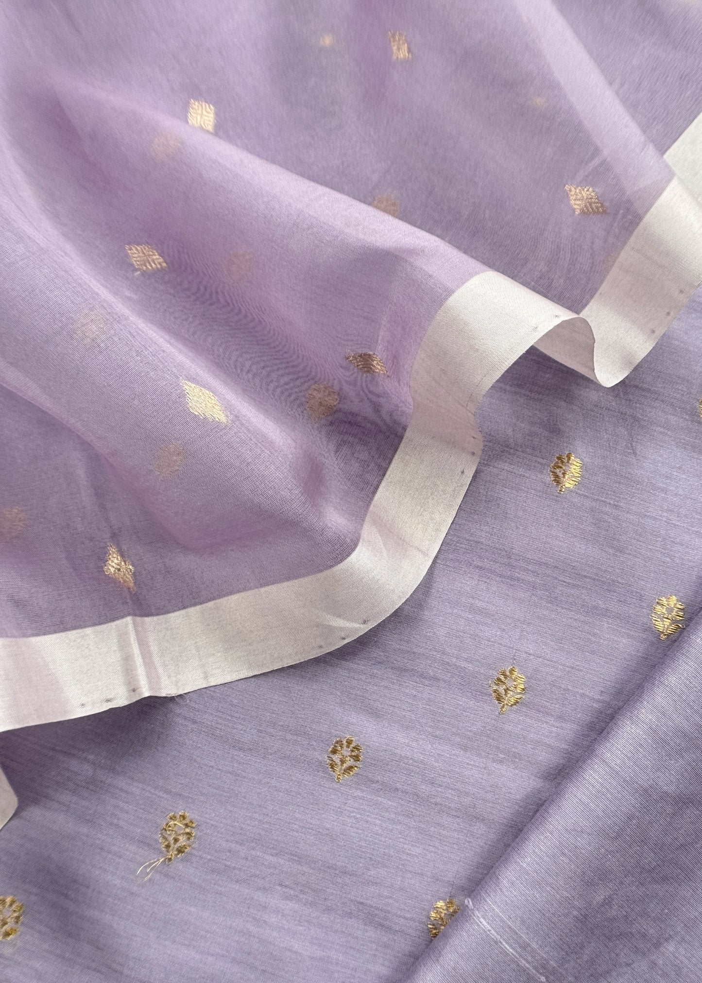 Lavender Handloom Silk Kurta And Kora Silk Dupatta With Kadwa Weaving