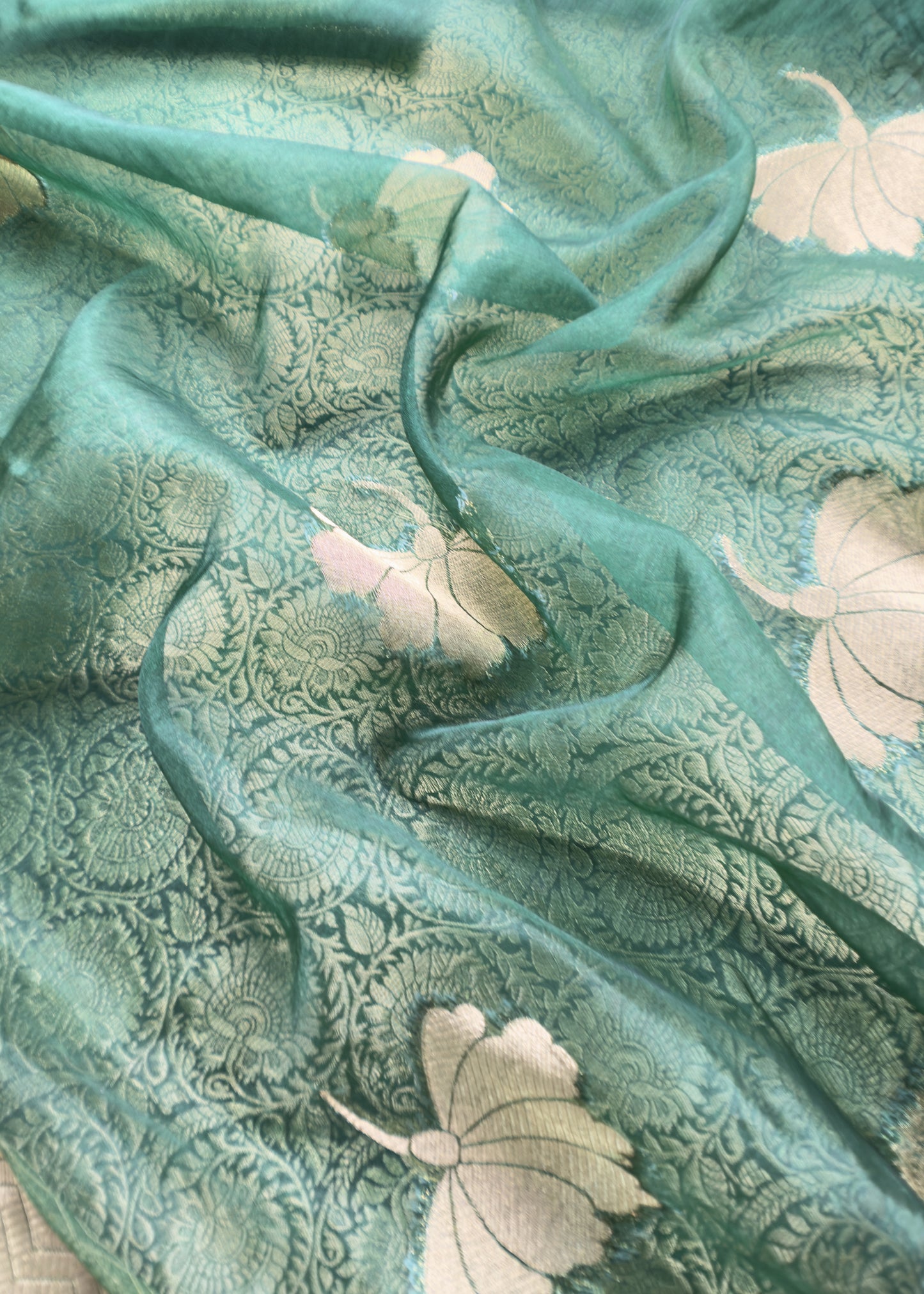 Indian Traditional Wear Brocade Organza Fabric
