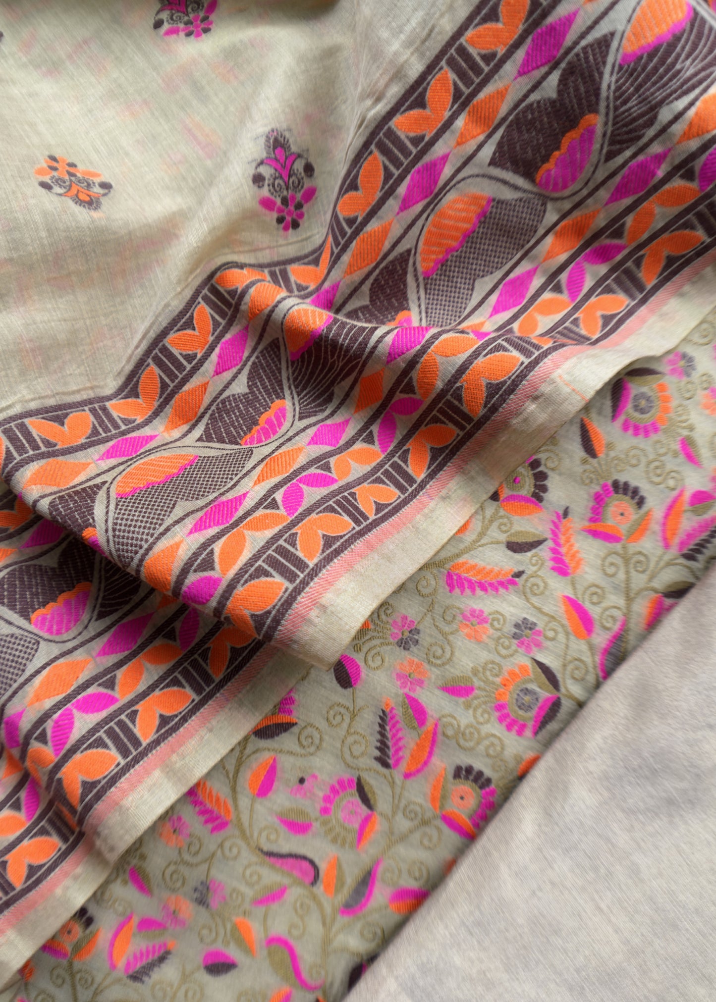 Madhubani Cotton Unstitched Suit with Meenakari Cutwork Weaving