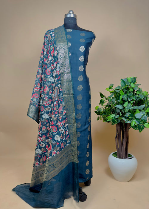 Black Banarasi Suit With Kalamkari Dupatta